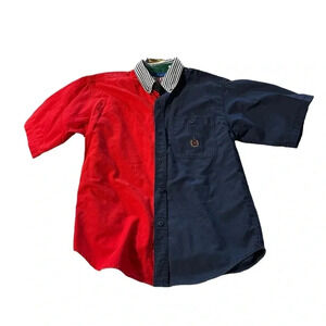 Bugle Boy vintage boys size medium blue and red button down shirt